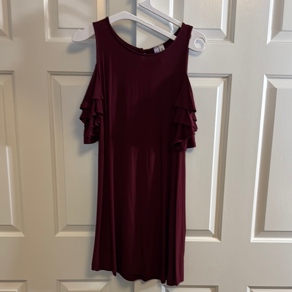 Alya Burgundy Ruffle Sleeve Dress